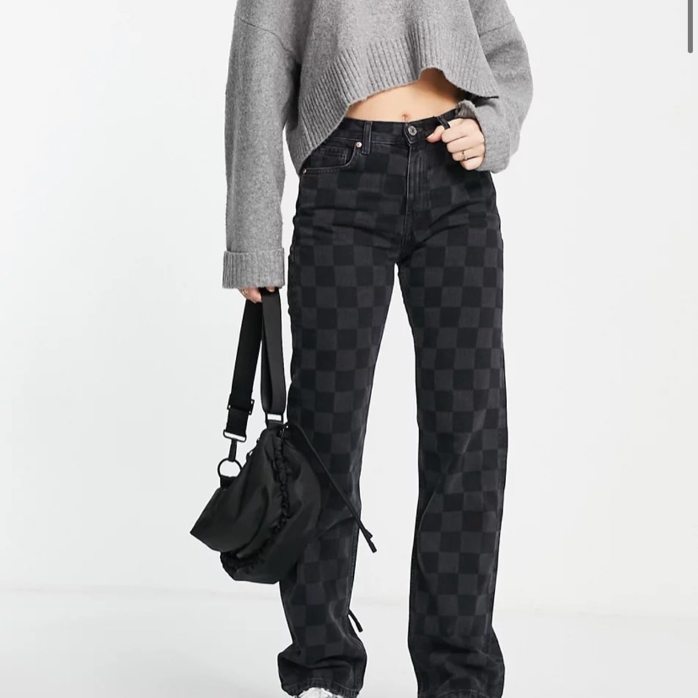 MANGO Straight Check Jeans